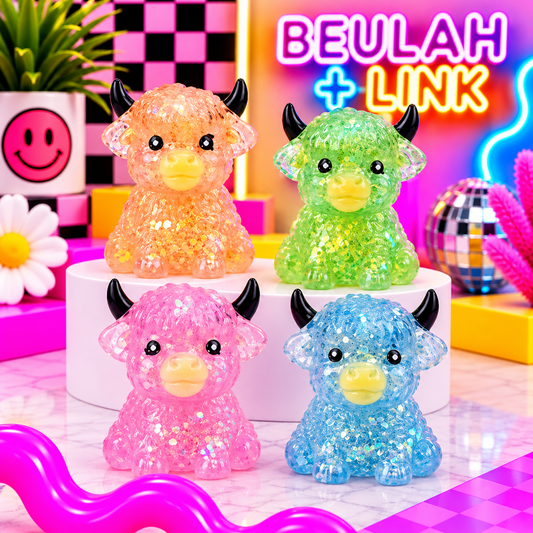 Glitter Highland Cow Squeeze Toy