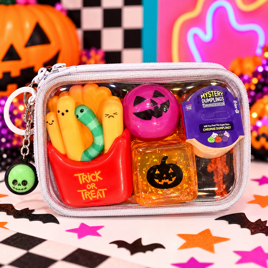Halloween Mini Squishy Take-Along Case + Surprise Pumpkin Bundle