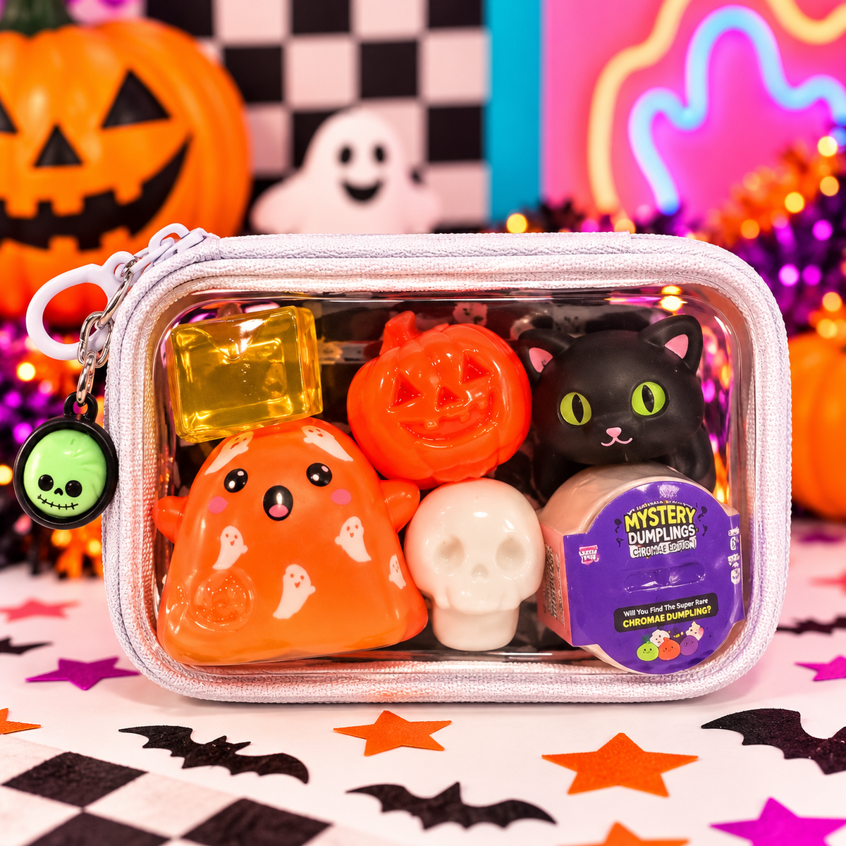 Halloween Mini Squishy Take-Along Case + Surprise Pumpkin Bundle