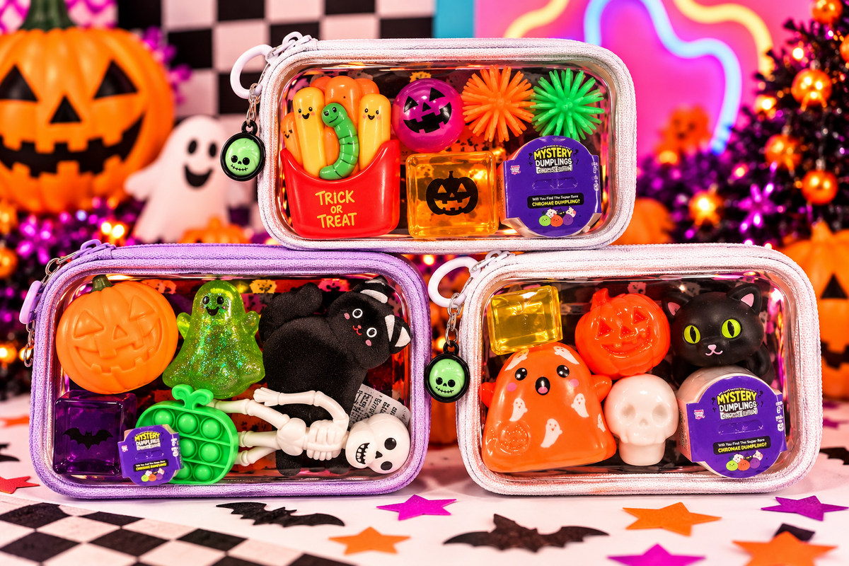Halloween Mini Squishy Take-Along Case + Surprise Pumpkin Bundle